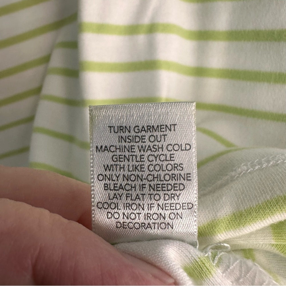 Christopher & Banks Light Green and White Striped Tee Size Large - Picture 5 of 6